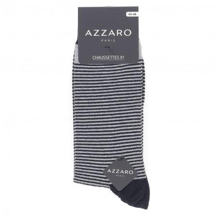 Chaussettes mi- hautes azzaro, lot 3 paires à rayures, gris, marine, noir