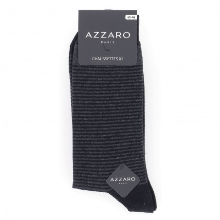 Chaussettes mi- hautes azzaro, lot 3 paires à rayures, gris, marine, noir