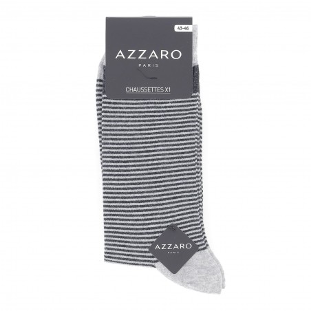 Chaussettes mi- hautes azzaro, lot 3 paires à rayures, gris, marine, noir