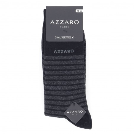 Chaussettes mi- hautes lot de trois paires à rayures larges  gris marine noir pour homme.