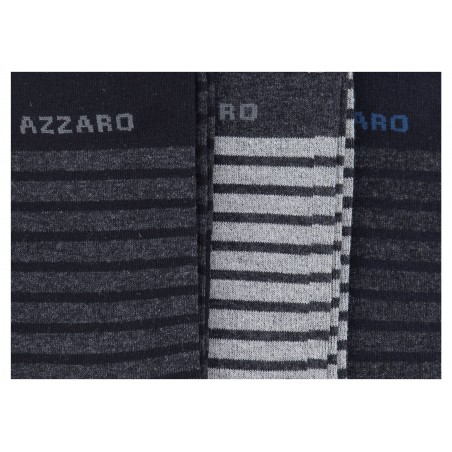 Chaussettes mi- hautes lot de trois paires à rayures larges  gris marine noir pour homme.