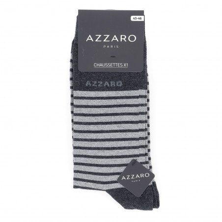 Chaussettes mi- hautes lot de trois paires à rayures larges  gris marine noir pour homme.