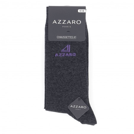 Chaussettes mi- hautes lot de trois paires  avec logo Azzaro  gris marine noir pour homme,