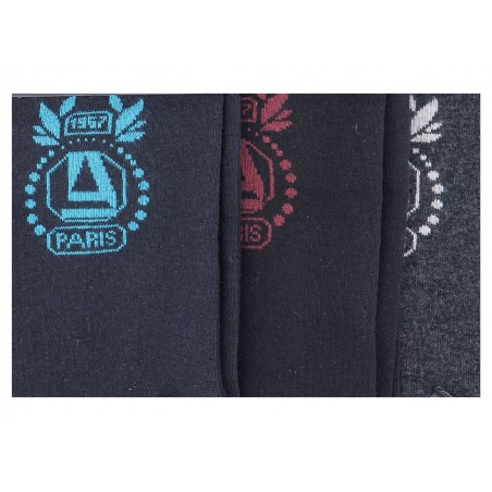 Chaussettes mi- hautes pack de 3 paires  avec logo Azzaro 1967  gris marine noir pour homme,