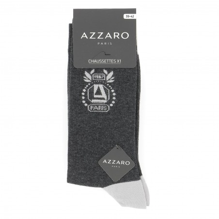 Chaussettes mi- hautes pack de 3 paires  avec logo Azzaro 1967  gris marine noir pour homme,