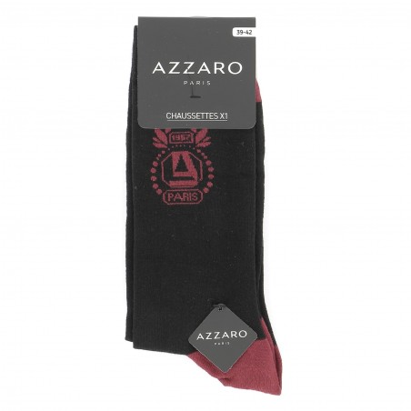 Chaussettes mi- hautes pack de 3 paires  avec logo Azzaro 1967  gris marine noir pour homme,
