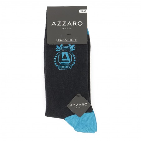Chaussettes mi- hautes pack de 3 paires  avec logo Azzaro 1967  gris marine noir pour homme,