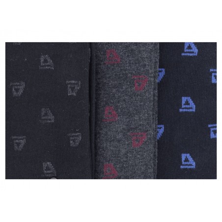 Chaussettes mi- hautes lot de trois paires avec logo Azzaro bleu marine noir gris pour homme,