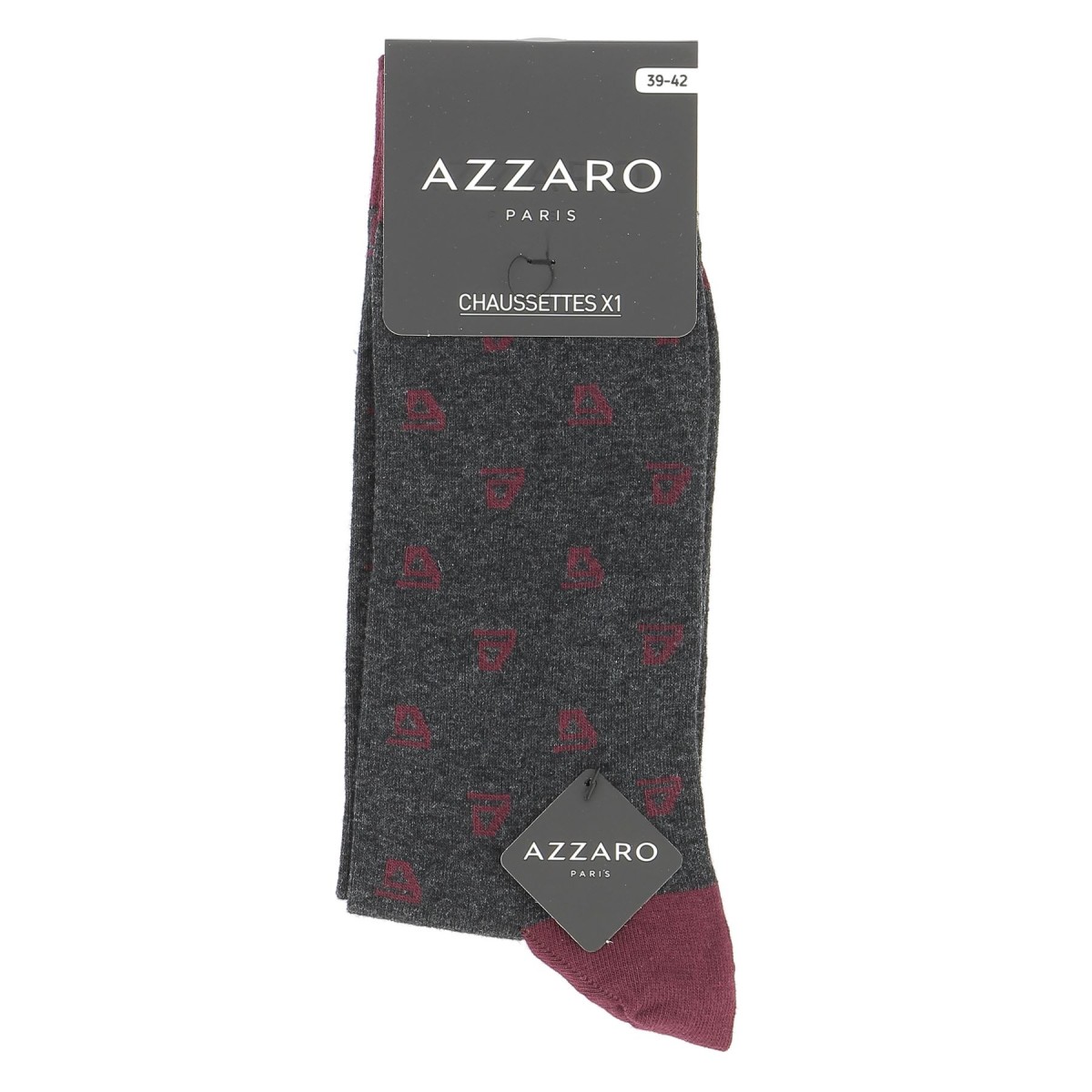 Chaussettes mi- hautes lot de trois paires avec logo Azzaro bleu marine noir gris pour homme,