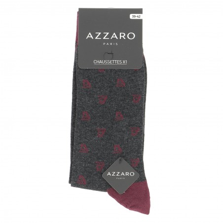 Chaussettes mi- hautes lot de trois paires avec logo Azzaro bleu marine noir gris pour homme,