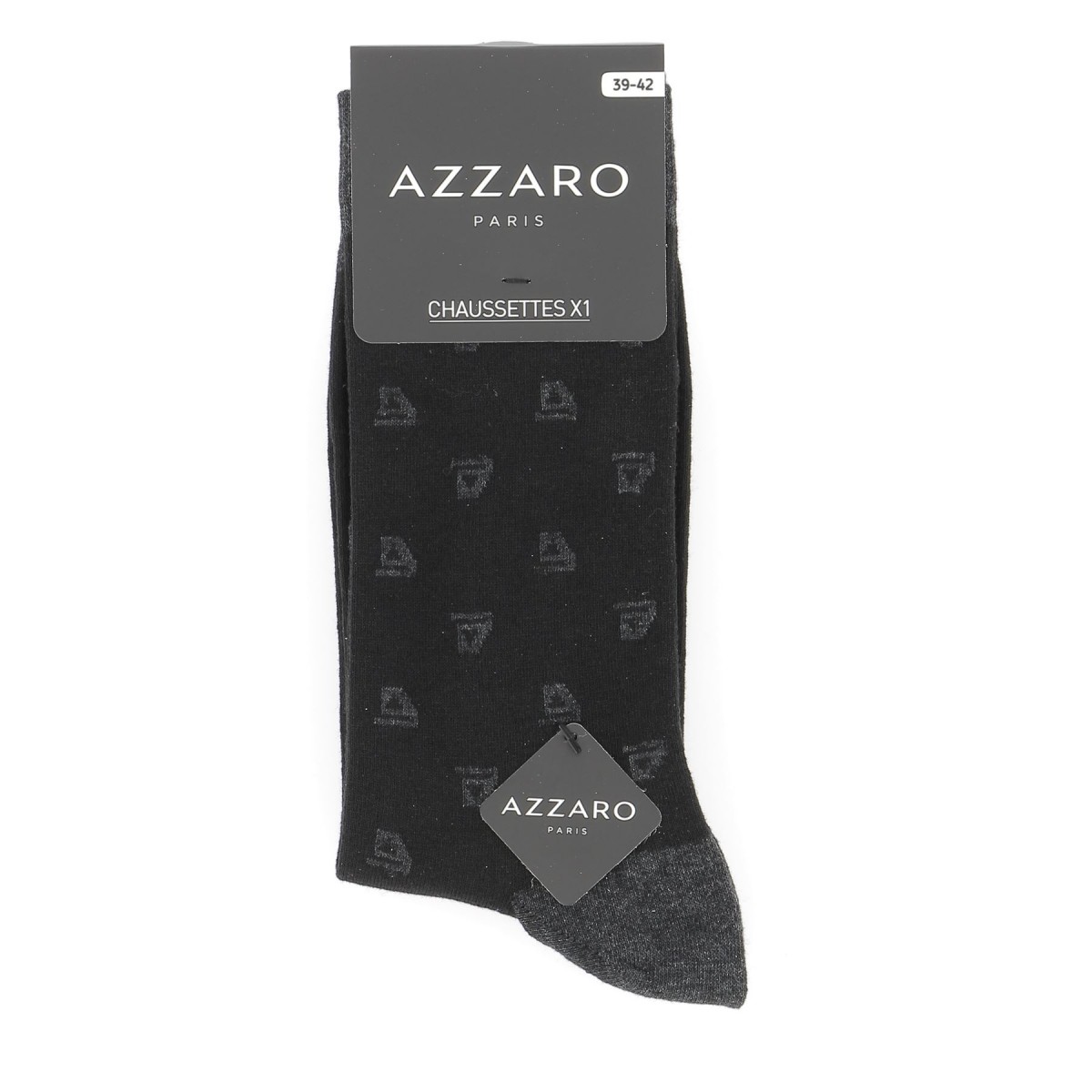 Chaussettes mi- hautes lot de trois paires avec logo Azzaro bleu marine noir gris pour homme,