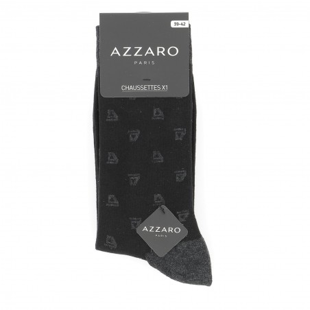 Chaussettes mi- hautes lot de trois paires avec logo Azzaro bleu marine noir gris pour homme,