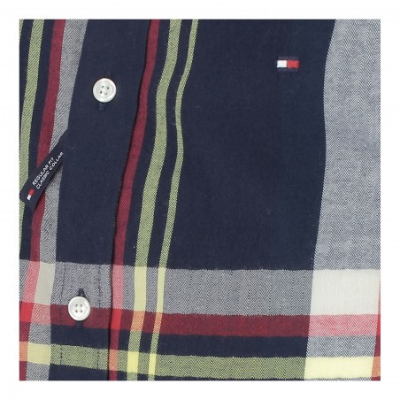 CHEMISE TOMMY HILFIGER A CARREAUX MANCHES LONGUES BLEU MARINE ET ROUGE