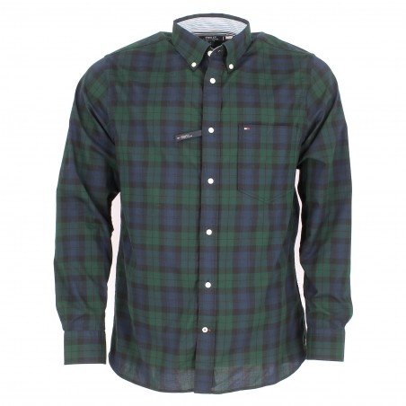 Chemise Tommy Hilfiger carreaux vert/marine - Matière noble 39.90€