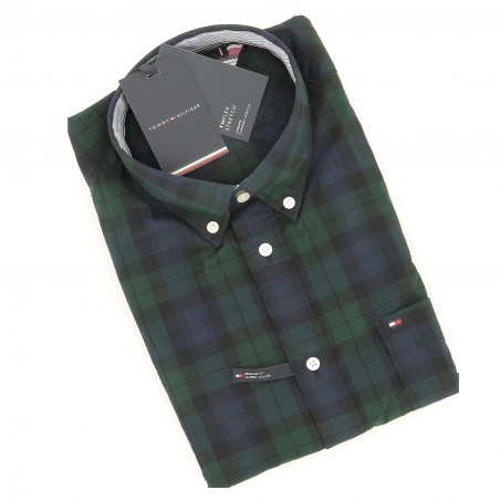 Chemise Tommy Hilfiger carreaux vert/marine - Matière noble 39.90€