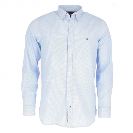 CHEMISE TOMMY HILFIGER SLIM FIT MANCHES LONGUES BLEU CIEL AVEC LOGO TOMMY