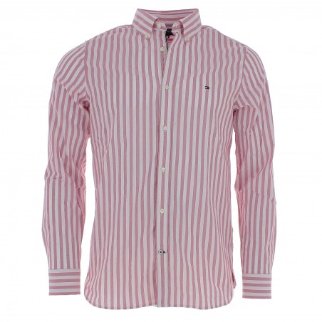CHEMISE TOMMY HILFIGER COTON STRETCH THFLEX ROSE ET BLANCHE