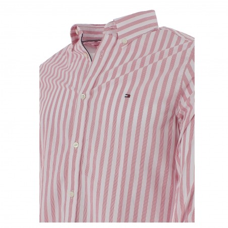 CHEMISE TOMMY HILFIGER COTON STRETCH THFLEX ROSE ET BLANCHE