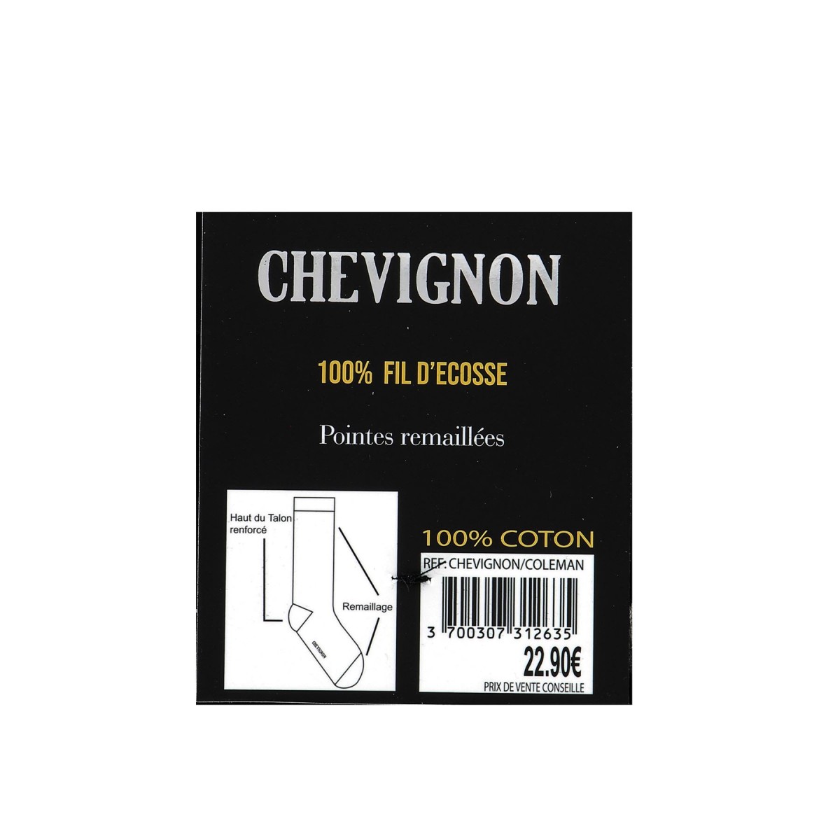 Chaussettes 100%fil d'Ecosse CHEVIGNON -Matière-noble 3.50€