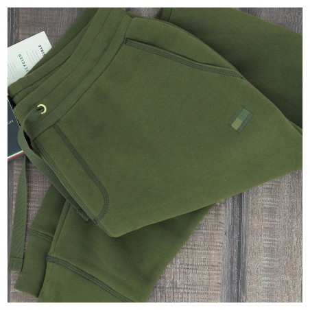Bas de Jogging vert kaki coupe droite Tommy Hilfiger, coton molletonné