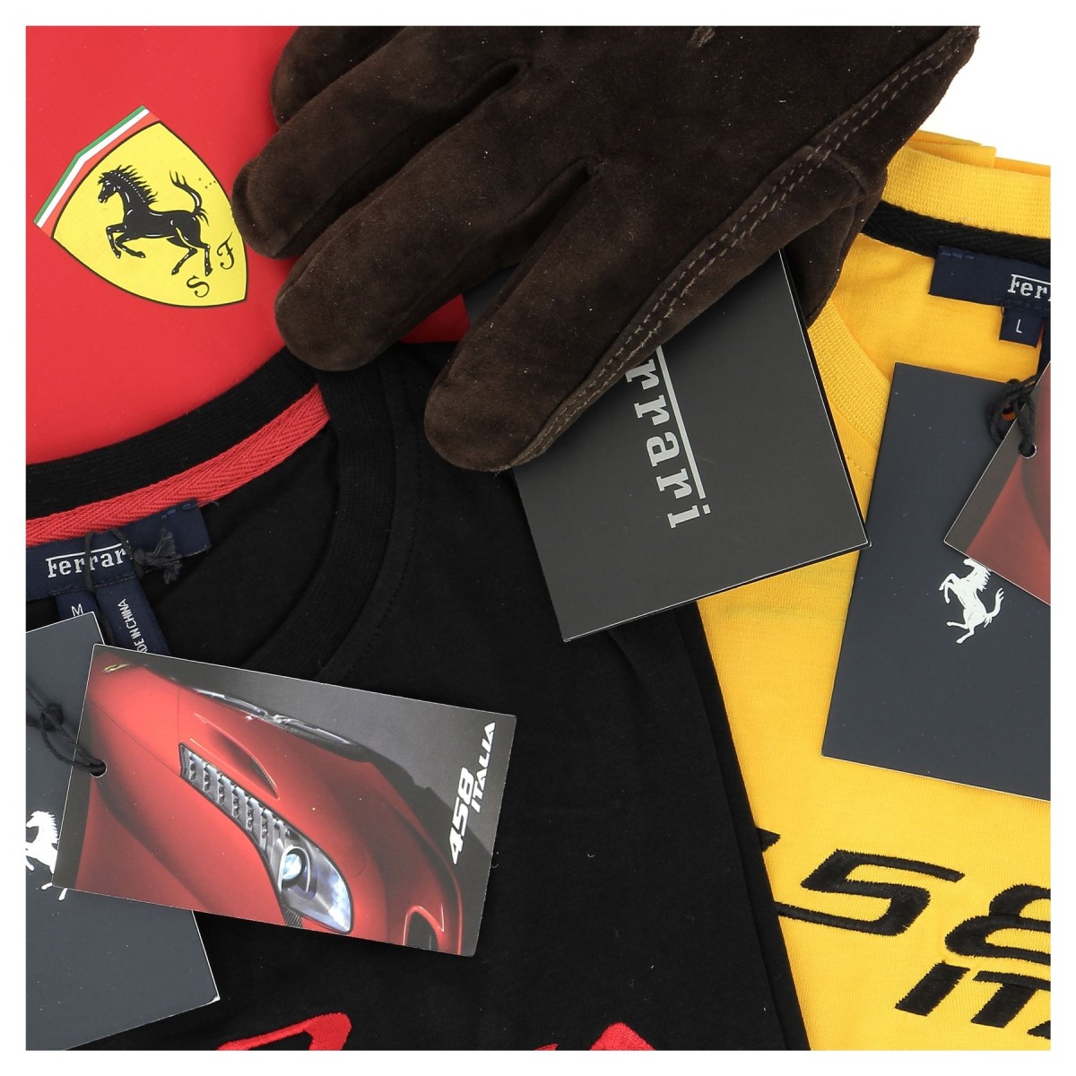 Tee S classique SCUDERIA FERRARI 458 ITALIA, jaune rouge, logo Ferrari