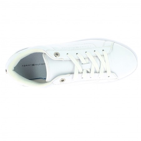BASKET FEMME TOMMY HILFIGER LEATHER BLANCHE- MATIERE NOBLE 59€