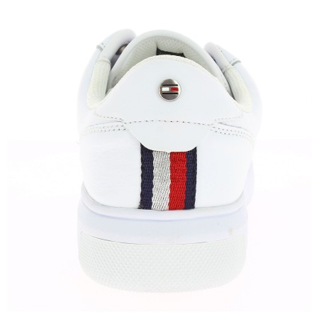 BASKET FEMME TOMMY HILFIGER LEATHER BLANCHE- MATIERE NOBLE 59€
