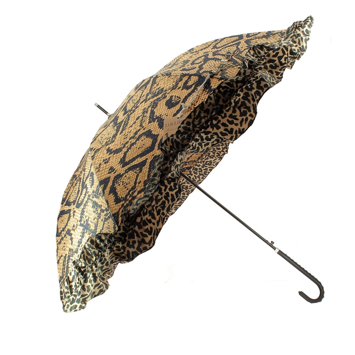 Parapluie canne homme anti-vent marron