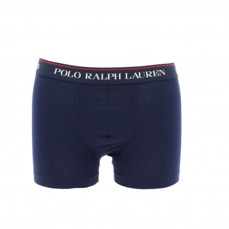 BOXER RALPH LAUREN MARINE LISERE ROUGE OU JAUNE STRETCH COTON matiere-noble, caleçon homme pas cher