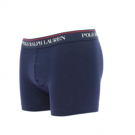 BOXER RALPH LAUREN MARINE LISERE ROUGE OU JAUNE STRETCH COTON matiere-noble, caleçon homme pas cher