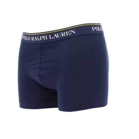 BOXER RALPH LAUREN MARINE LISERE ROUGE OU JAUNE STRETCH COTON matiere-noble, caleçon homme pas cher