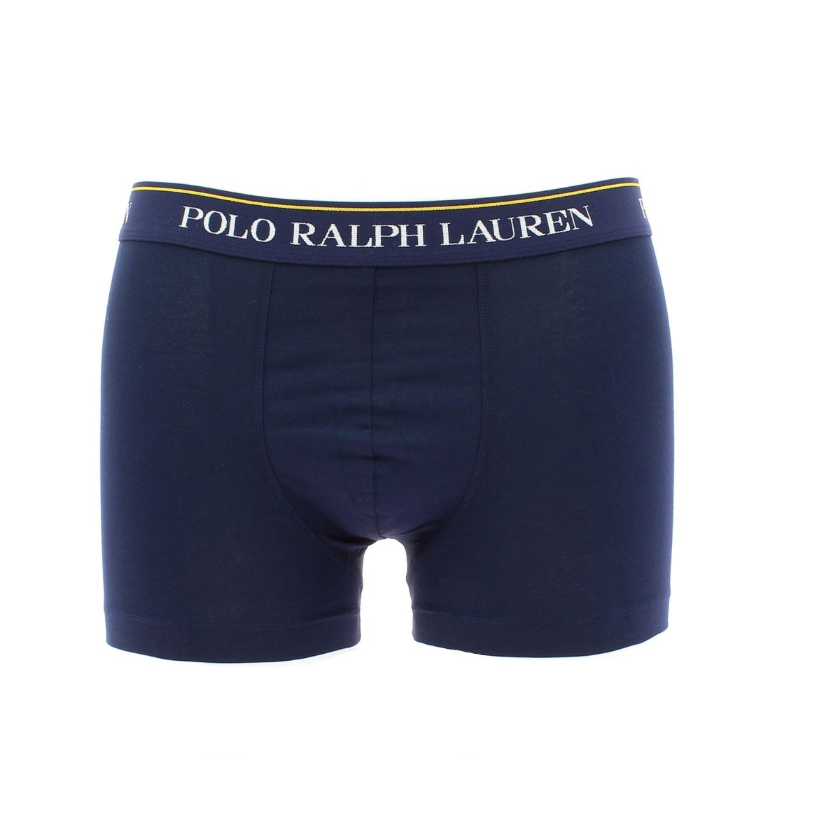 BOXER RALPH LAUREN MARINE LISERE ROUGE OU JAUNE STRETCH COTON matiere-noble, caleçon homme pas cher