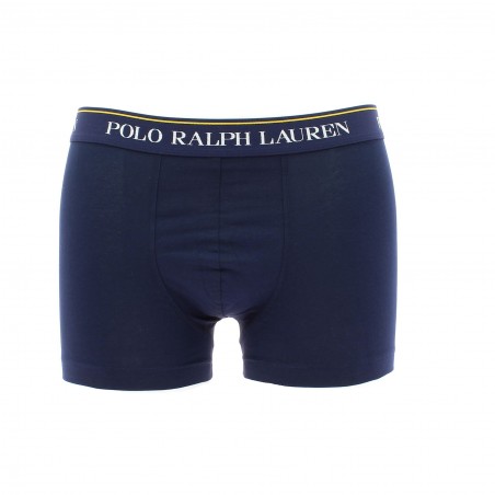 BOXER RALPH LAUREN MARINE LISERE ROUGE OU JAUNE STRETCH COTON matiere-noble, caleçon homme pas cher