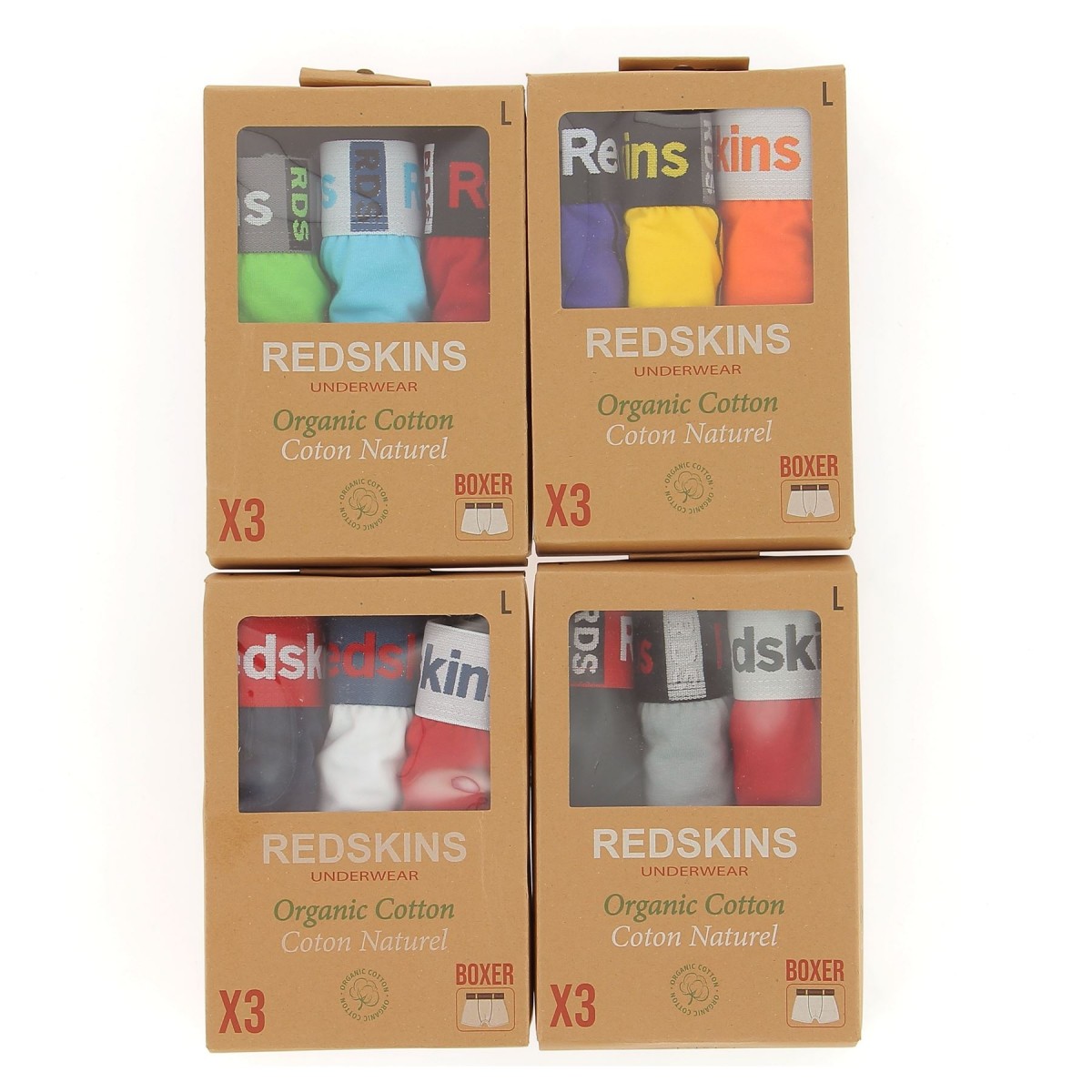 Boxers Redskins pack de 3 : violet, jaune, orange -matiere-noble 14.90€