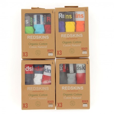 Boxers Redskins pack de 3 : violet, jaune, orange -matiere-noble 14.90€