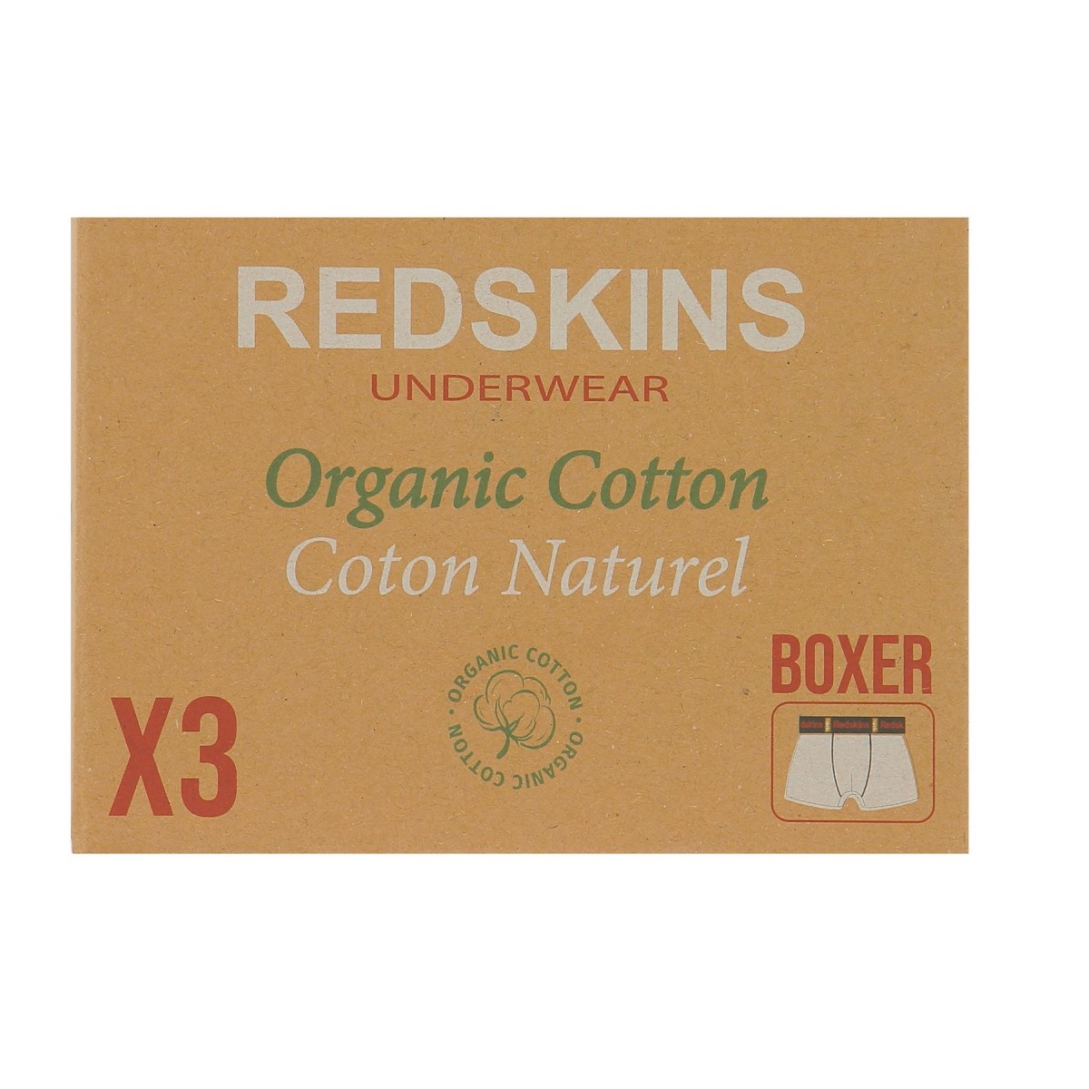 BOXERS  COTON ORGANIQUE PACK DE 3, couleurs : rouge, noir, gris,  Matiere-noble 14.90€