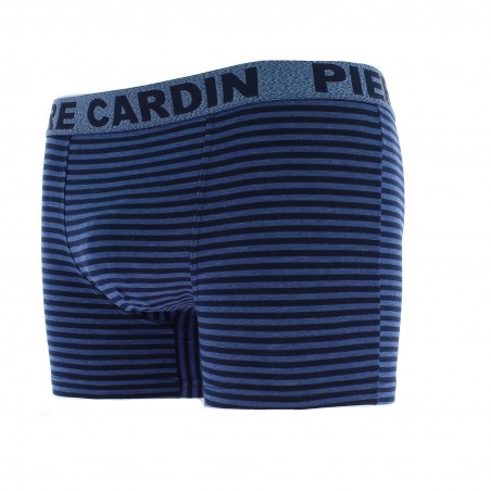 Boxer PIERRE CARDIN. uni ou rayé, bleu, gris, noir, ceinture élastique et d'une poche avant doublée, caleçon homme pas cher
