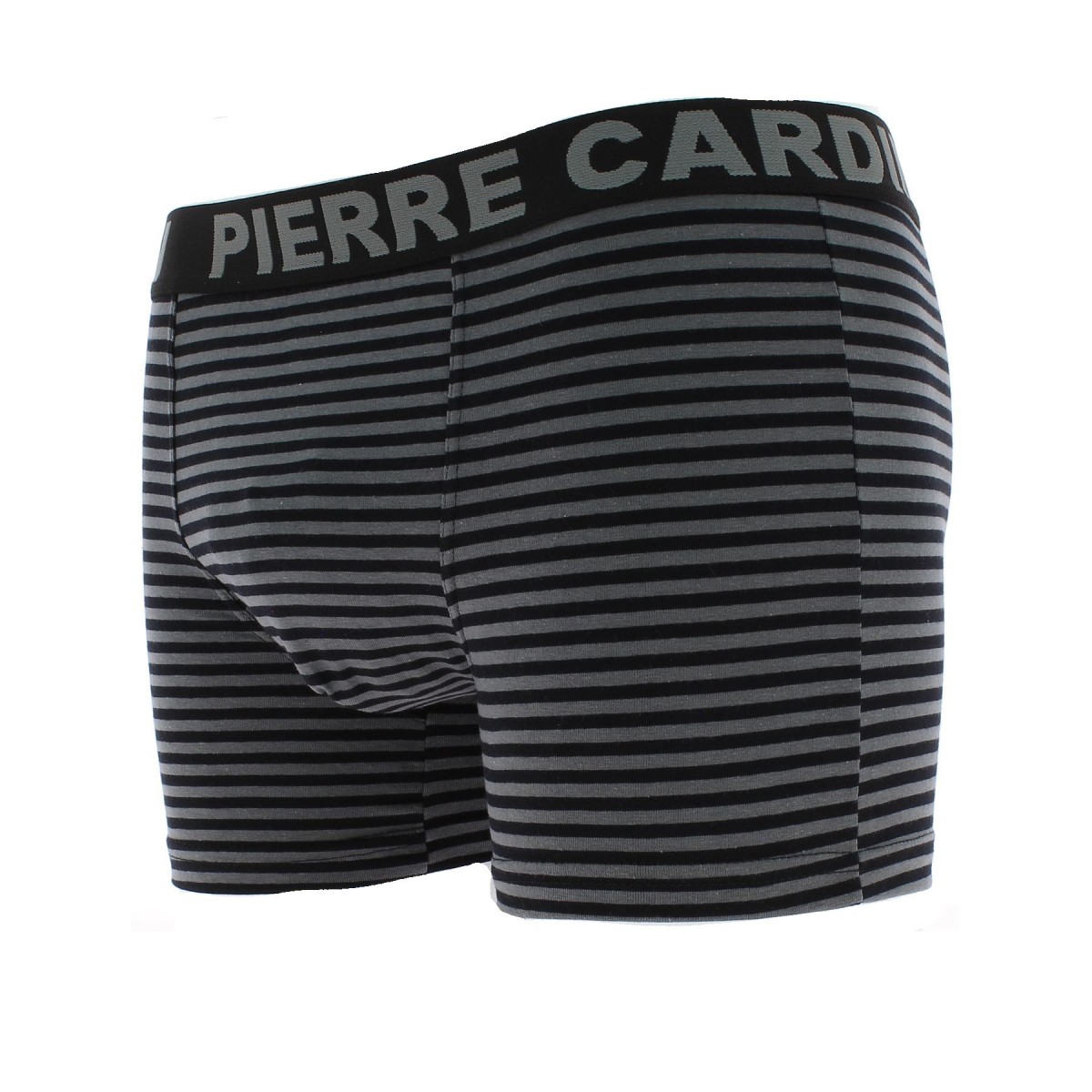 Boxer PIERRE CARDIN. uni ou rayé, bleu, gris, noir, ceinture élastique et d'une poche avant doublée, caleçon homme pas cher
