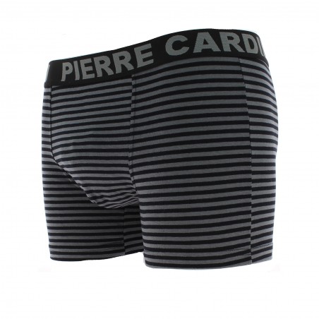 Boxer PIERRE CARDIN. uni ou rayé, bleu, gris, noir, ceinture élastique et d'une poche avant doublée, caleçon homme pas cher