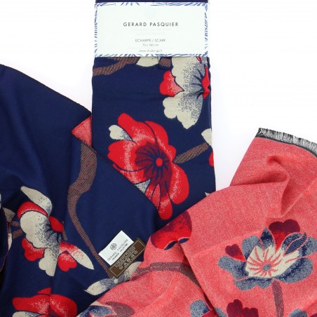 ETOLE G. PASQUIER MARINE/ROUGE MOTIFS FLEURS - Matière noble 19,90€