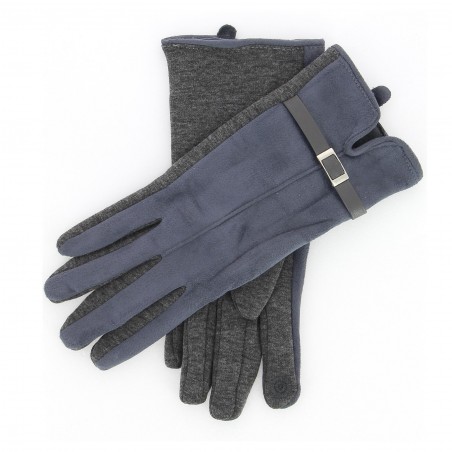Gants Gérard PASQUIER, bi-matière, bleu et gris - Matière noble 12,90€
