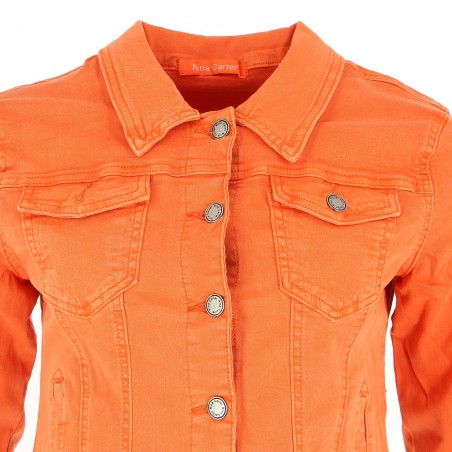 Veste cintrée courte orange Nina Carter - Matière noble