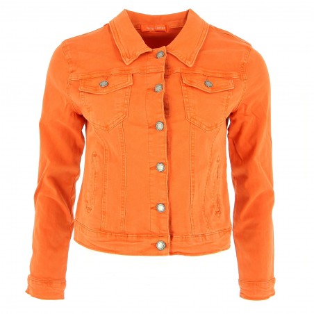 Veste cintrée courte orange Nina Carter - Matière noble