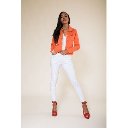 Veste cintrée courte orange Nina Carter - Matière noble