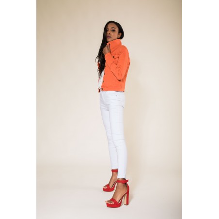 Veste cintrée courte orange Nina Carter - Matière noble