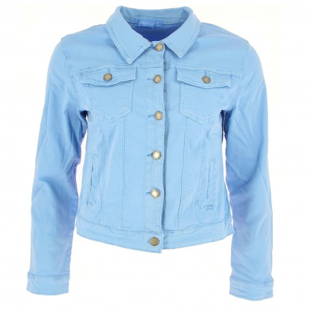 Veste toile cintrée bleu ciel Nina Carter - Matière noble