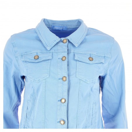Veste toile cintrée bleu ciel Nina Carter - Matière noble