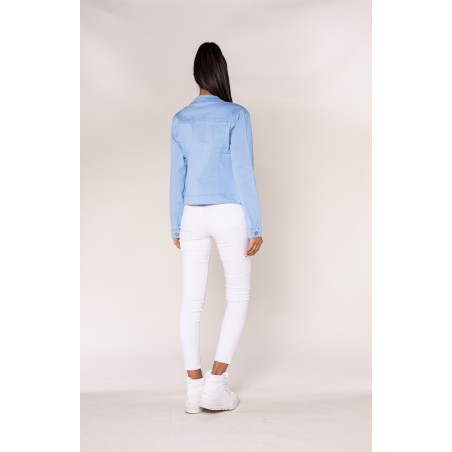 Veste toile cintrée bleu ciel Nina Carter - Matière noble