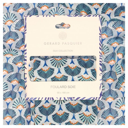 Foulard soie et viscose bleu G.Pasquier - Matière noble 12,90€