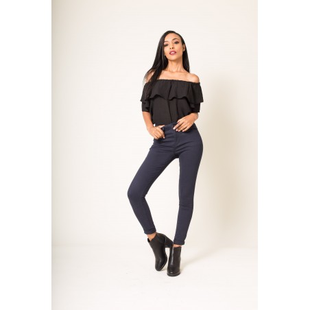 Pantalon slim stretch marine femme - Matière noble 29,90€